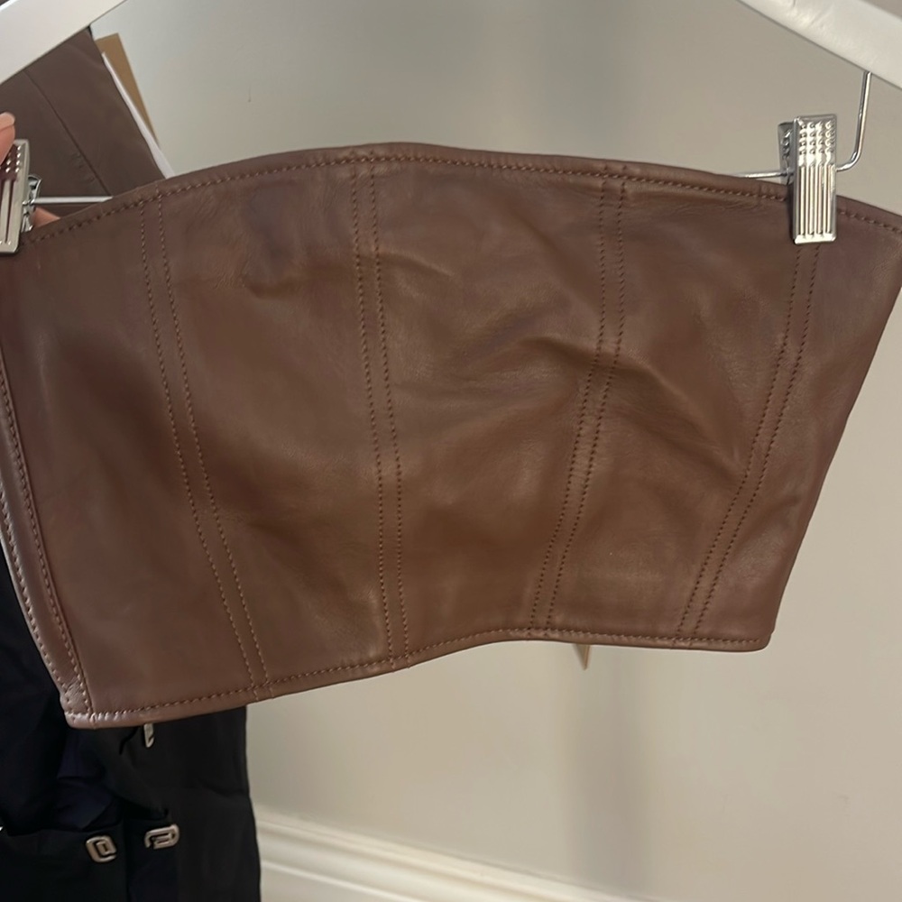 Ksubi brown leather crop top